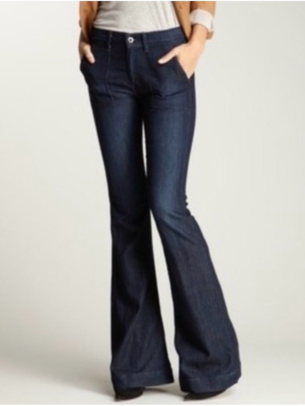 Ag Adriano Goldschmied The Goldie Dark Indigo Bell Bottom Jeans